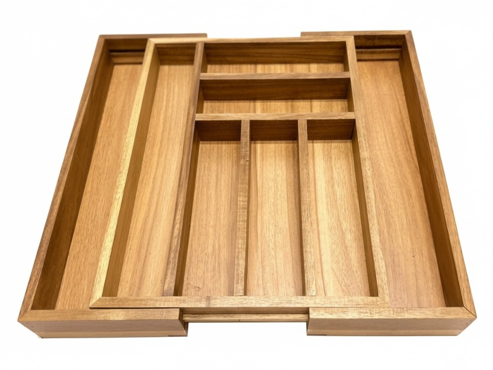 Premium Expandable Acacia Wood Drawer Organizer - Versatile Kitchen Storage Solution